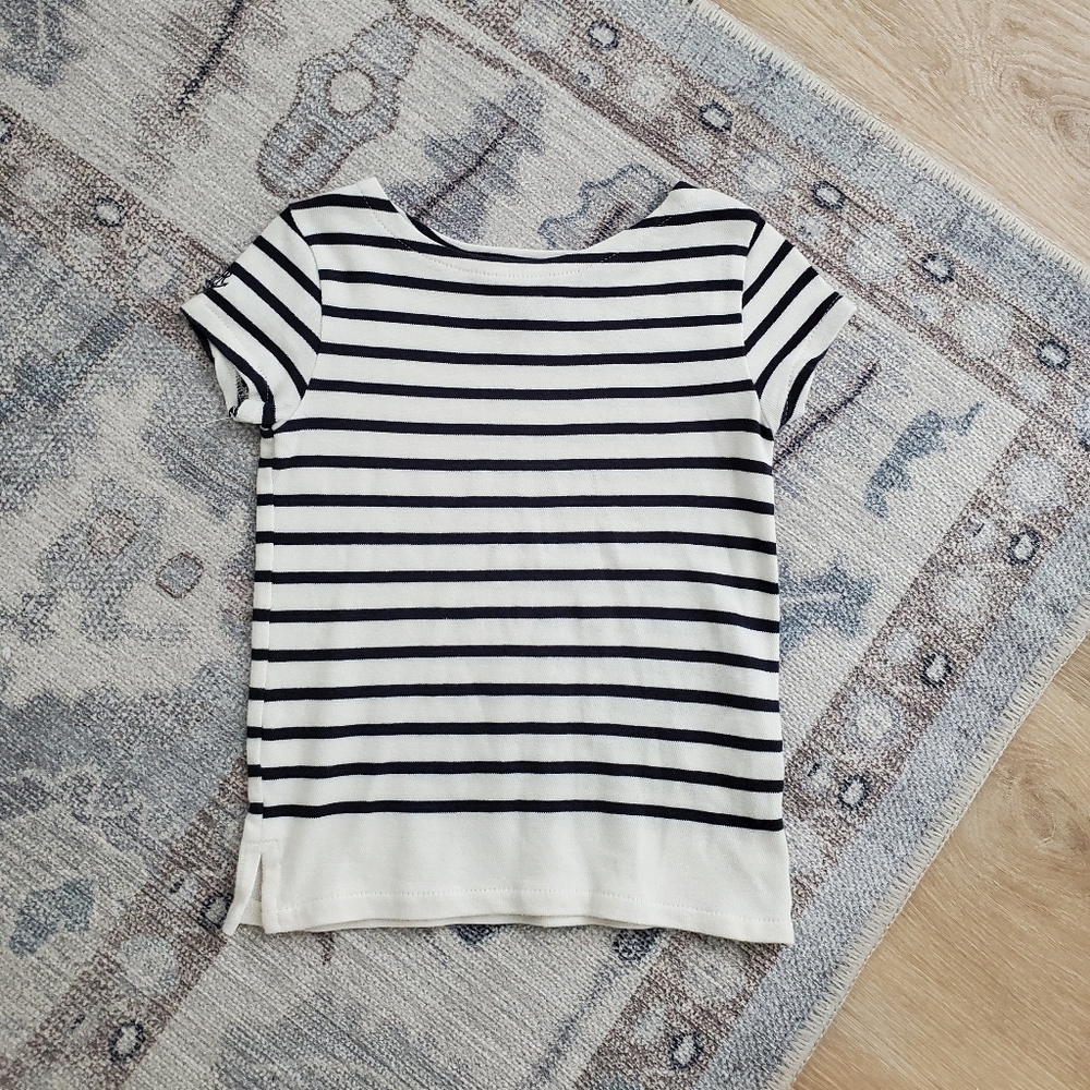 Polo Ralph Lauren Girls Nautical Navy Striped Shirt Sz4/4T